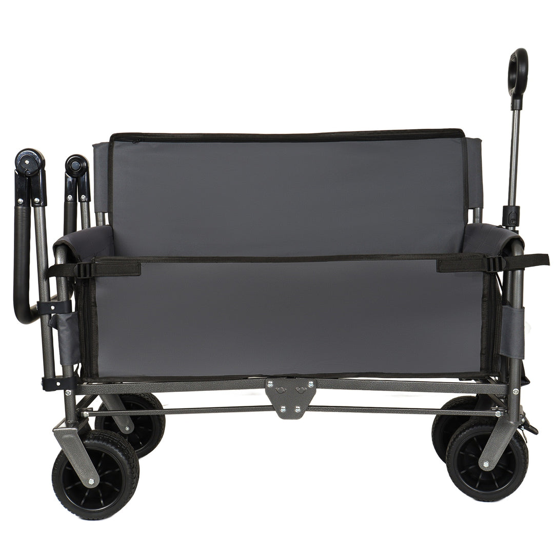 3-in-1 Folding Wagon Cart with Bench Seat Removable Canopy and Storage Collapsible Utility Wagon with Brakes 500lbs Capa