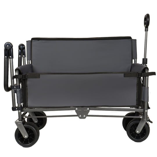 3-in-1 Folding Wagon Cart with Bench Seat Removable Canopy and Storage Collapsible Utility Wagon with Brakes 500lbs Capa
