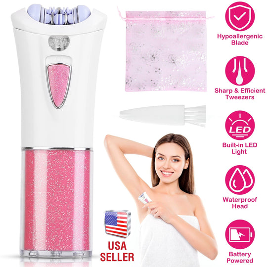Glide Epilator For Women Cordless Women Shaver Facial Body Hair Remover Razor for Women Electric Tweezers Bikini Epilator Trimmer with LED Light