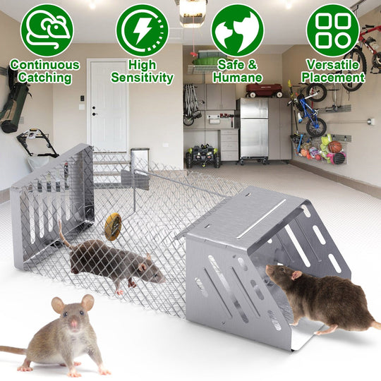 Automatic Continuous Rat Trap Single Door Mouse Cage Humane Live Animal Trap Cage Indoor Outdoor for Small Rodents Mice Voles