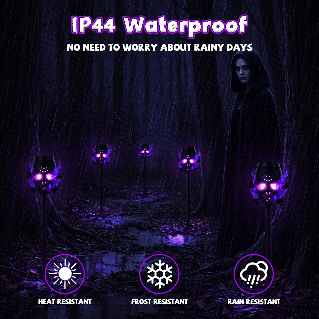 Solar Skull Torch Lights 4-Pack with Purple Flame Effect