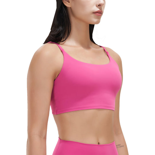 Women Strap Sport Bras Padded StrappyÊCrop Square Neck Low Impact Bras SexyÊFitnessÊTank Tops with Removable Pads Flat Straps for Gym Yoga Workout Run
