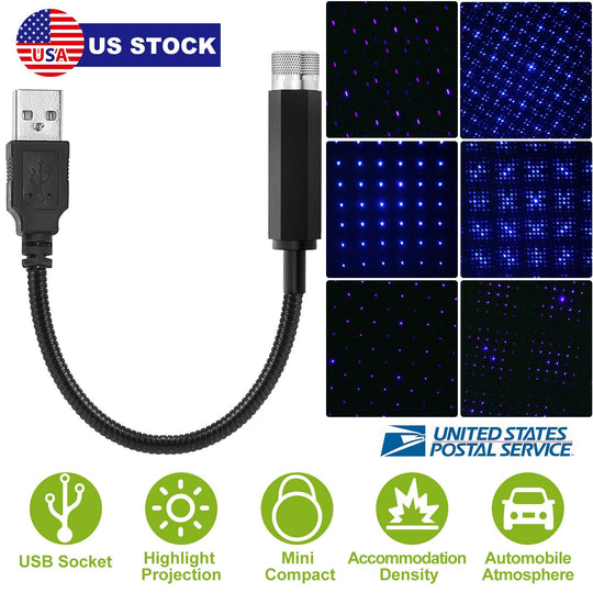 Car Star Projector Night Light Auto Roof Lights Romantic Flexible USB Night Lamp Fit All Cars Ceiling Decoration Light Interior Ambient Atmosphere Lig