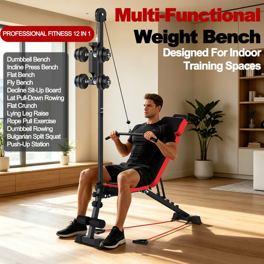 Multi-Functional Weight Bench with Pulley System