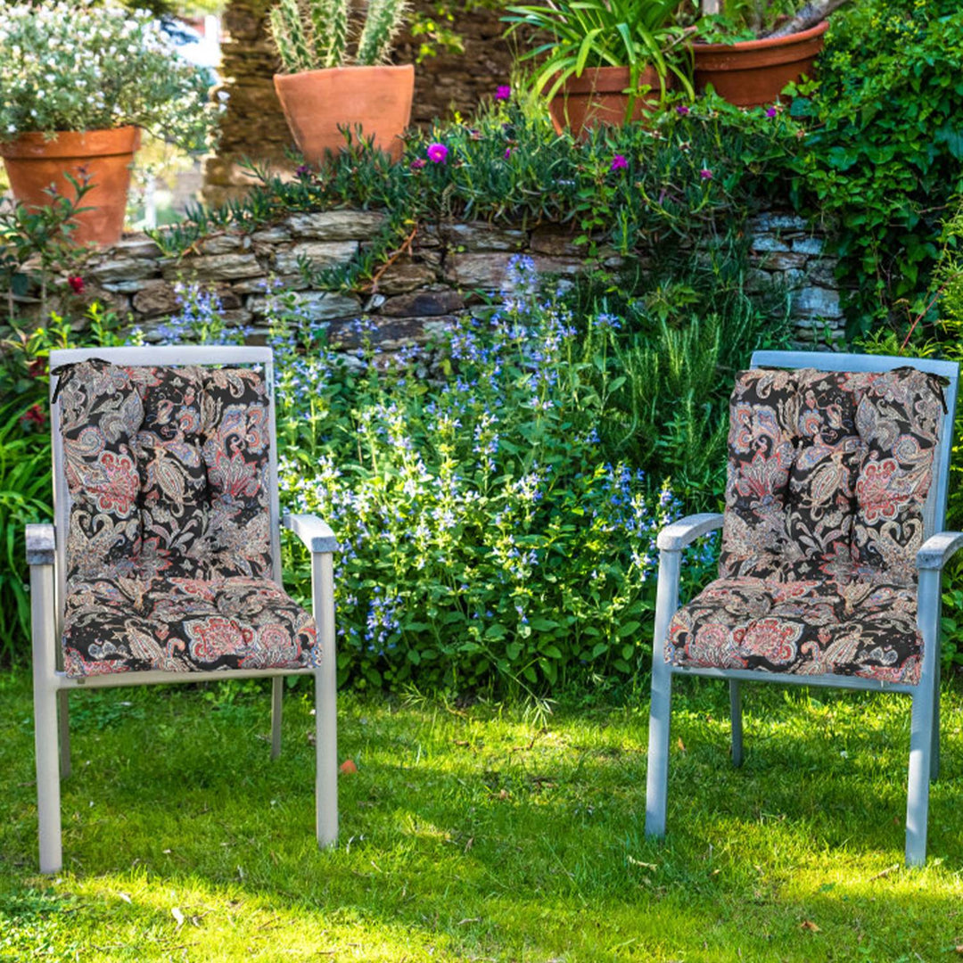 2Pcs Waterproof Rocking Chair Cushion Upper And Lower Back And Seat Sets with Non-Slip Ties Oxford Cloth Surface Polyester Filling Comfortable for Ind