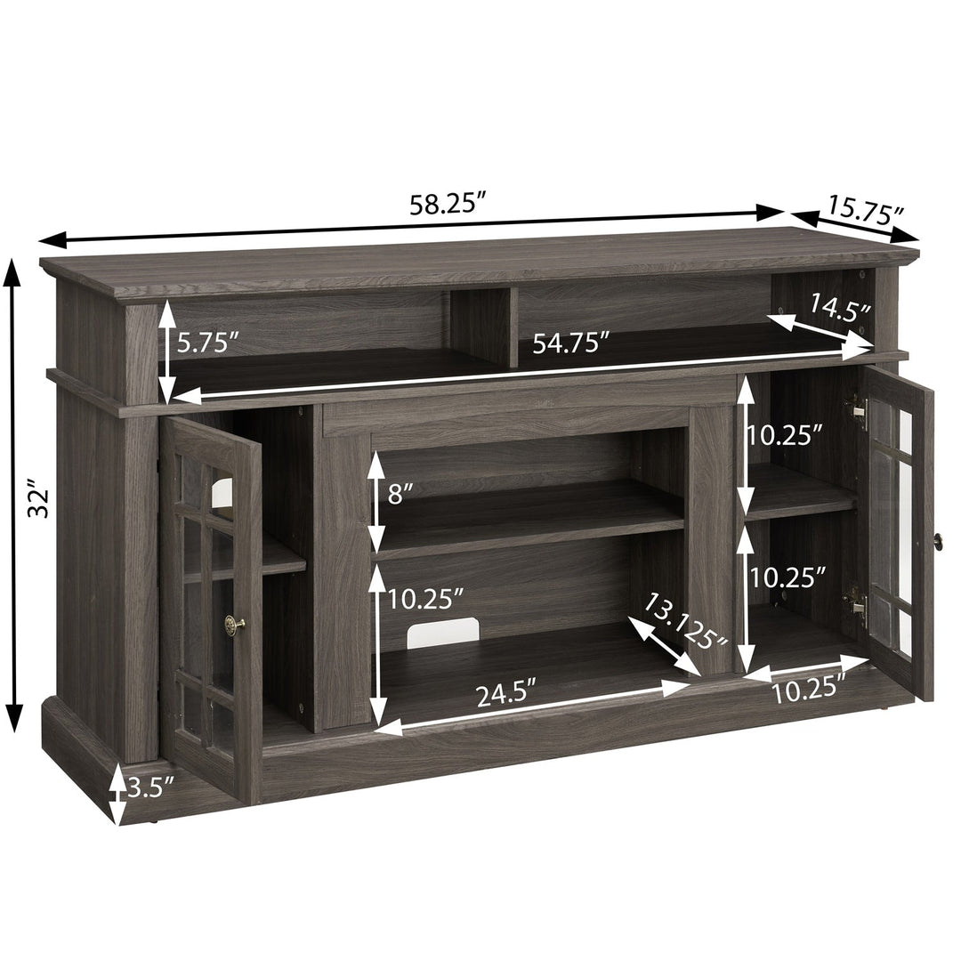 58" TV Stand with Glass Door Cabinets for TVs up to 65"
