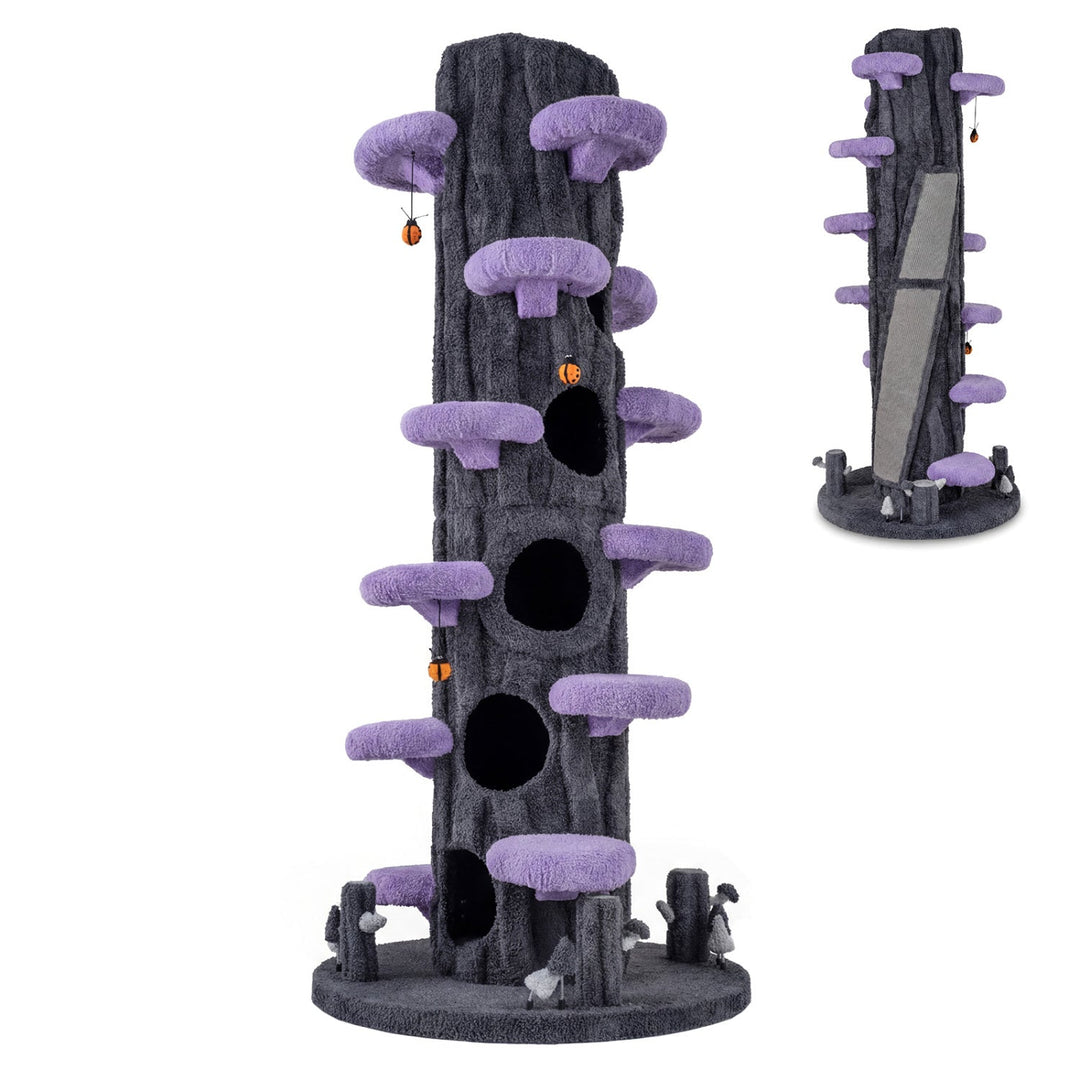 90.5 Inch Tall Multifunctional Cat Tree with Private Condos for Indoor Cats-Brown