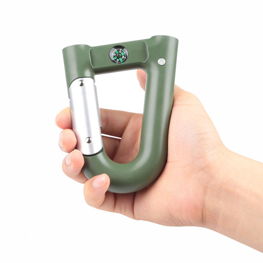 2200mAh Power Bank w/Emergency Flashlight Compass Carabiner-Shaped Hiking Camping Use