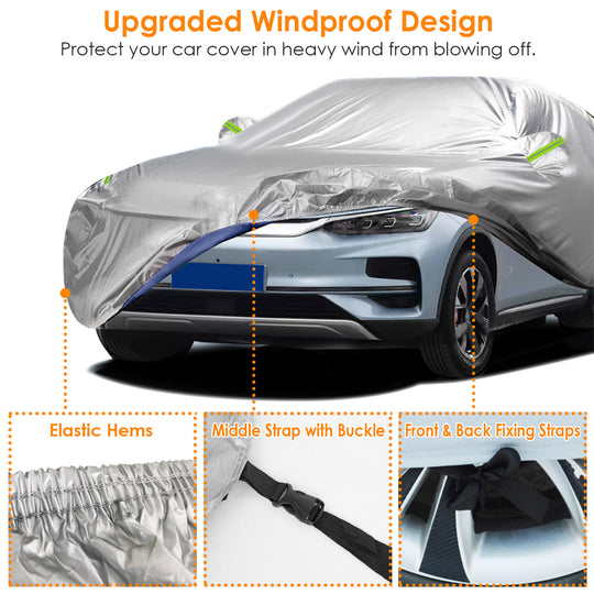 Waterproof Car Cover with UV Protection and Reflective Strips