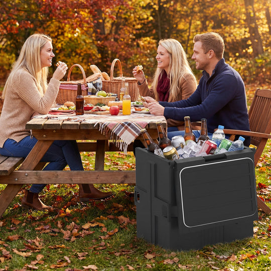 91 Qt Insulated Food Pan Carrier with Door Shafts-Black