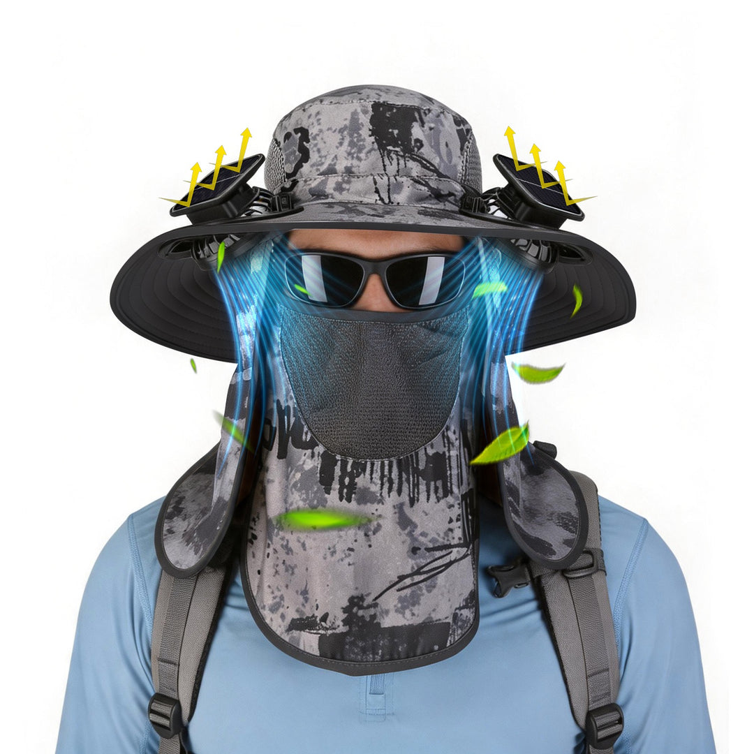 Solar Fan Hat with UPF50+ Sun Protection & Neck Flap