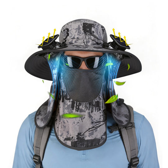 Solar Fan Hat with UPF50+ Sun Protection & Neck Flap