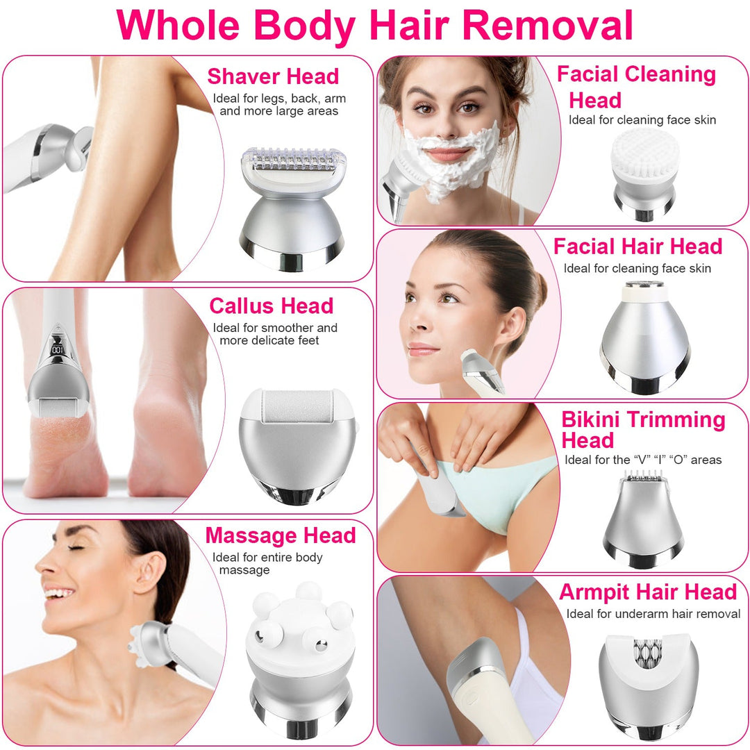 7 In 1 Electric Razor for Women Lady Hair Removal Epilators for Leg Face Arm Bikini Armpit Public Hairs IPX6 Wet and Dry Use Cordless Rechargeable Who