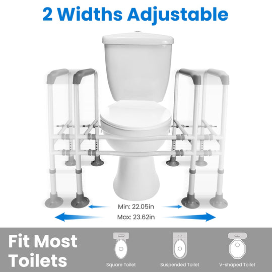 Toilet Safety Rails for Elderly Adjustable Toilet Safety Rails Stand Alone Toilet Safety Frame with Adjustable Heights Width for Elderly Pregnant Pati