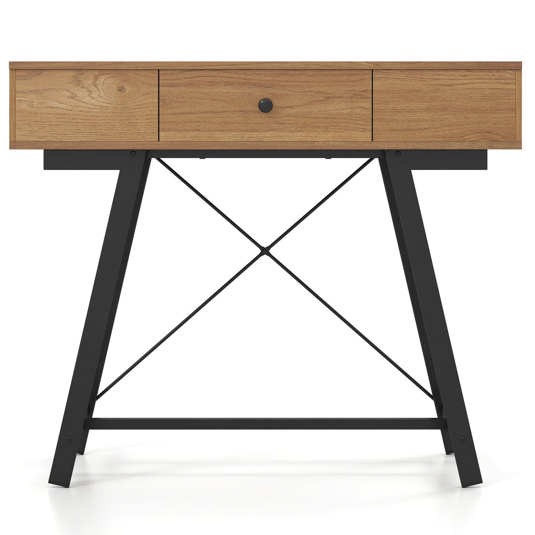 Vanity Desk with Flip Top Mirror Makeup Dressing Table-Rustic Brown