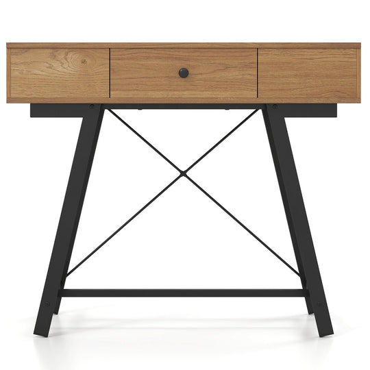 Vanity Desk with Flip Top Mirror Makeup Dressing Table-Rustic Brown