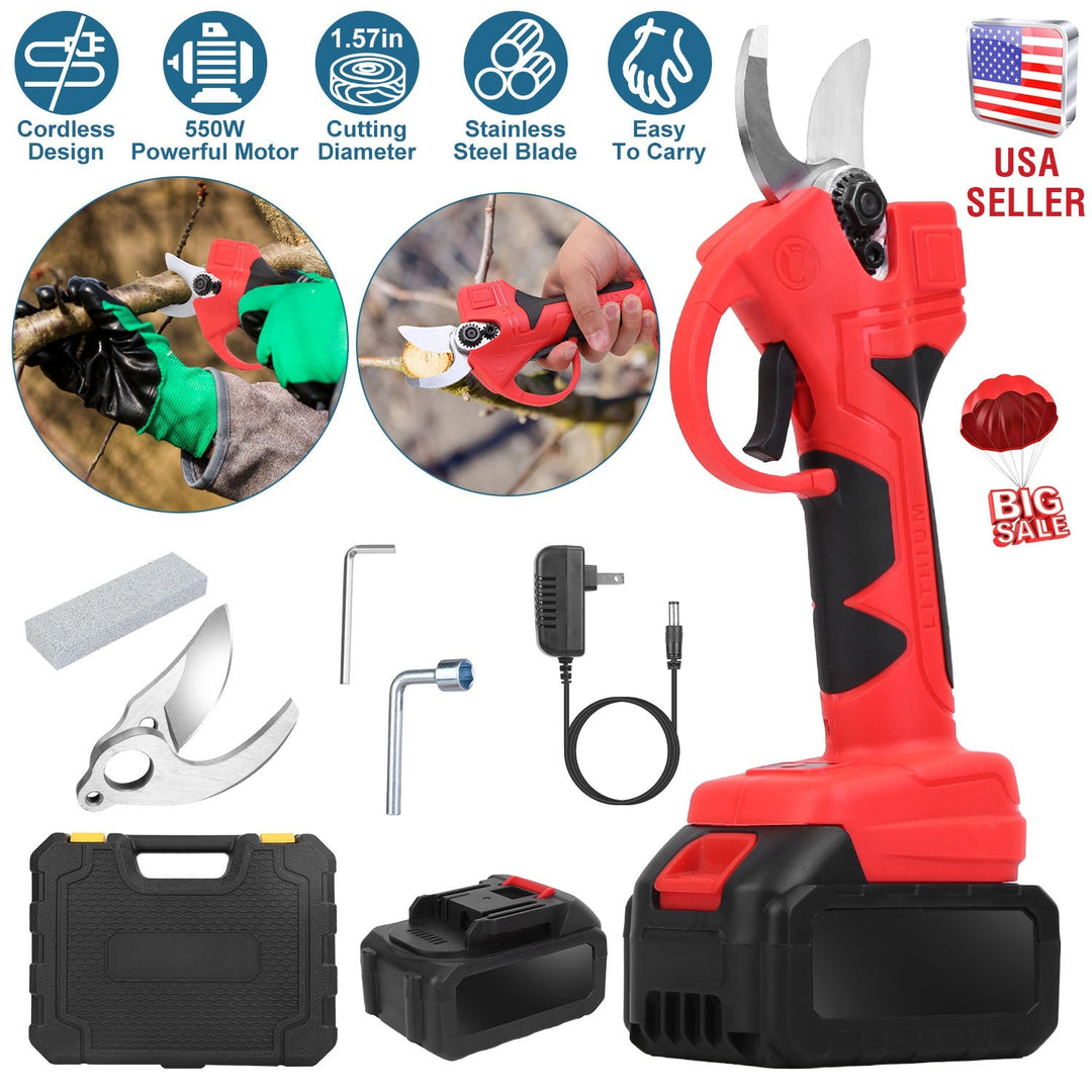 Cordless Electric Pruning Shears 21V with 2 Batteries