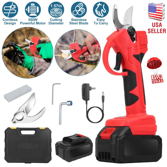Cordless Electric Pruning Shears 21V with 2 Batteries