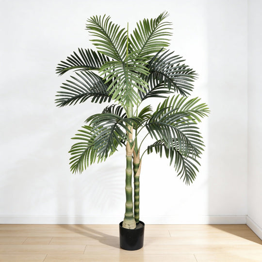 6FT Artificial Golden Cane Palm Tree with Black Pot