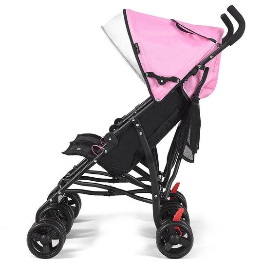 Foldable Twin Baby Double Stroller Ultralight Umbrella Kids Stroller-Pink
