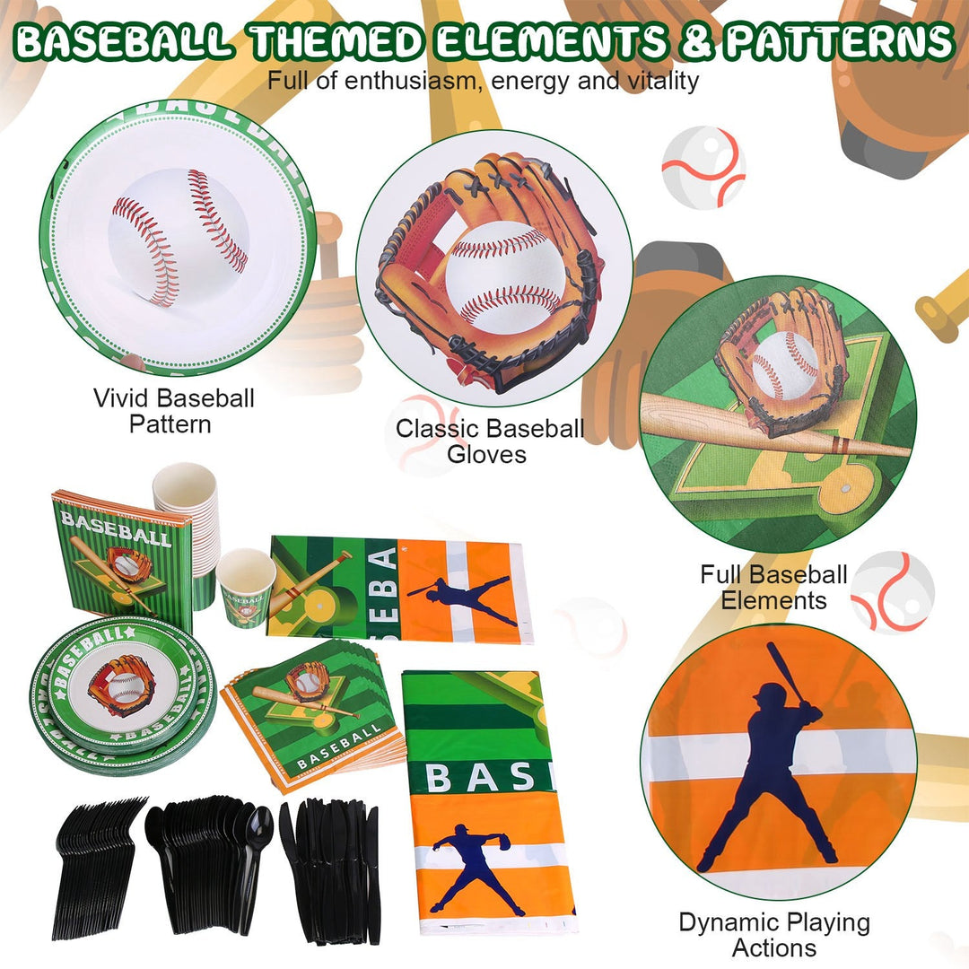 171Pcs Baseball Party Supplies Kit Baseball Birthday Party Disposable Dinnerware Set Baseball Themed Party Tableware Decorations Cups Plates Napkins S