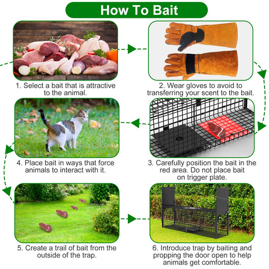 32in 2 Door Live Animal Cage Trap For Animals Under 12LBS Easy To Setup Humane Galvanized Iron Trap Cage For Rabbits Groundhogs Skunk Opossums Nutria