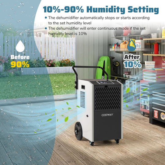 154 Pints Commercial Dehumidifier with Pump and Drain Hoses