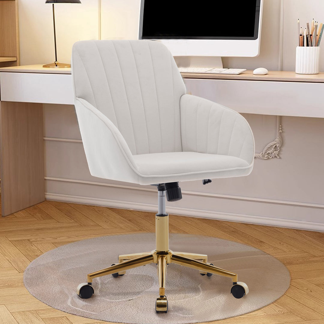 Ergonomic Office Chair with Memory Foam Cushion Corduroy Upholstered Desk Chair Adjustable Swivel Rolling Chair 300LBS M