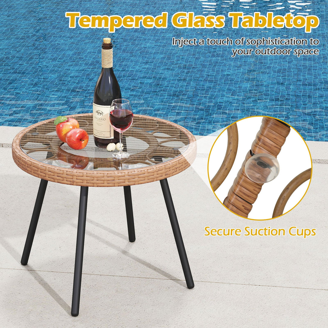 3 Piece Patio Bistro Set with Heavy Duty Metal Frame-Beige