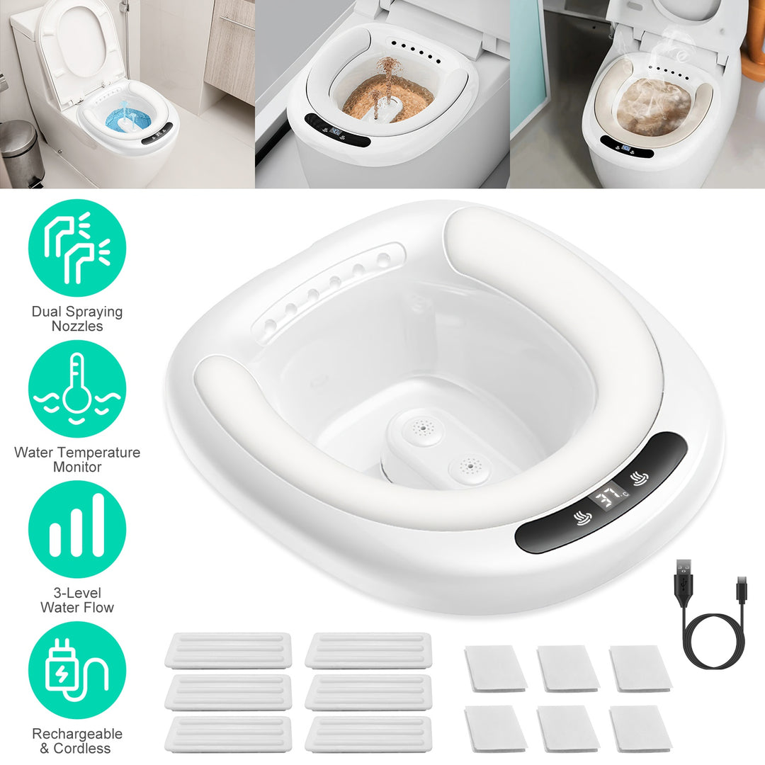 Electric Sitz Bath with Dual Nozzles & Temperature Display