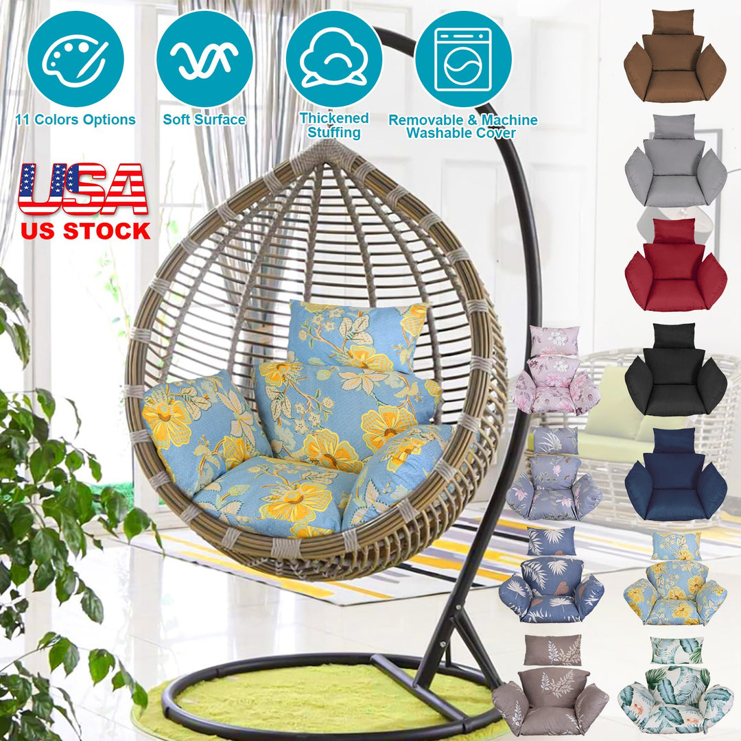 Egg Chair Cushion with Headrest - Thick Padded Hanging Seat