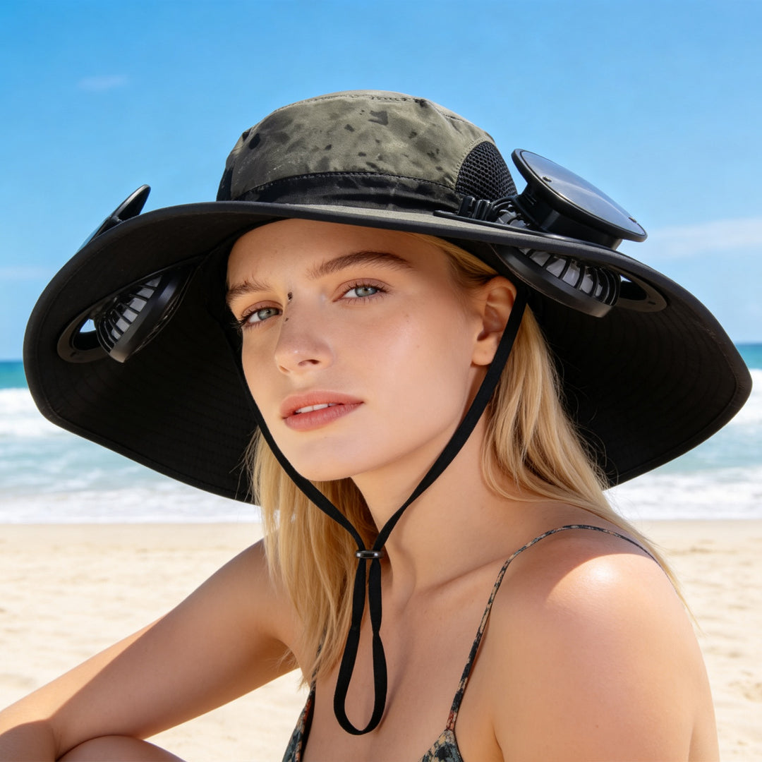 Solar Fan Hat with UPF50+ Sun Protection & Neck Flap