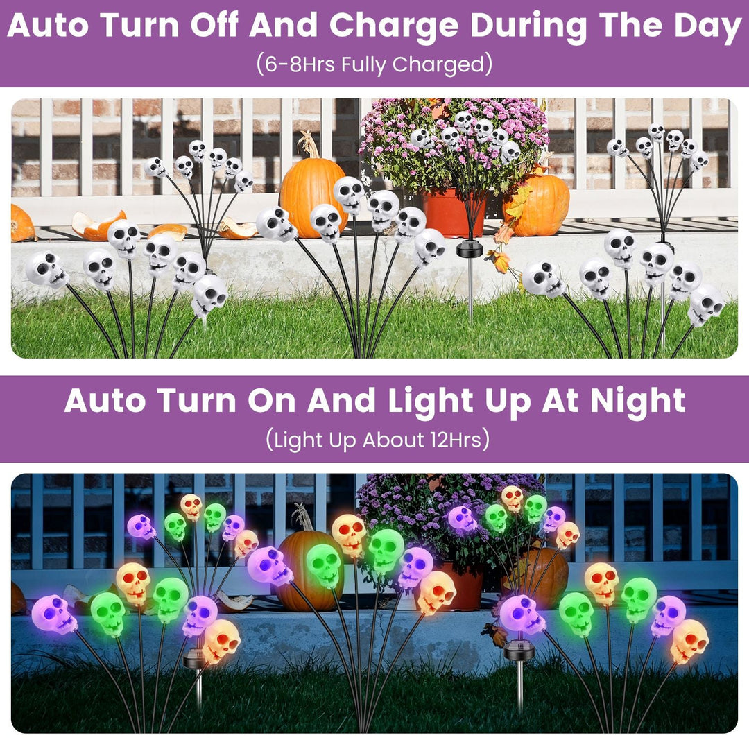 Solar Skull Lights Outdoor Halloween Decorations 4 Pack
