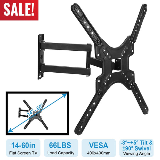 Fixed TV Wall Mount Bracket for 14-60in LED/LCD/PLASMA Flat TV VESA 400x400mm -8¡~+5¡ Tilt ±90¡ Swivel