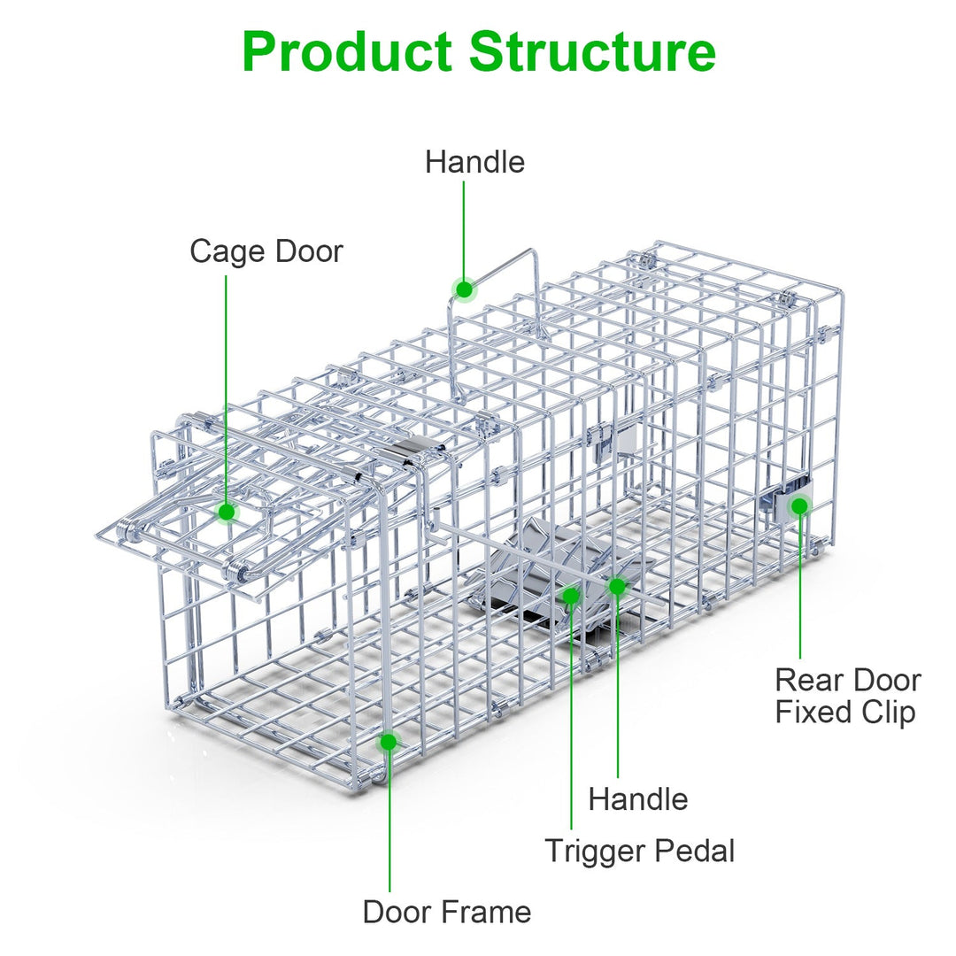 2Pcs Foldable Rat Trap Cage Humane Live Rodent Trap Cage Galvanized Iron Mice Mouse Control Bait Catch with Detachable L Shaped Rod For Kitchen Garden