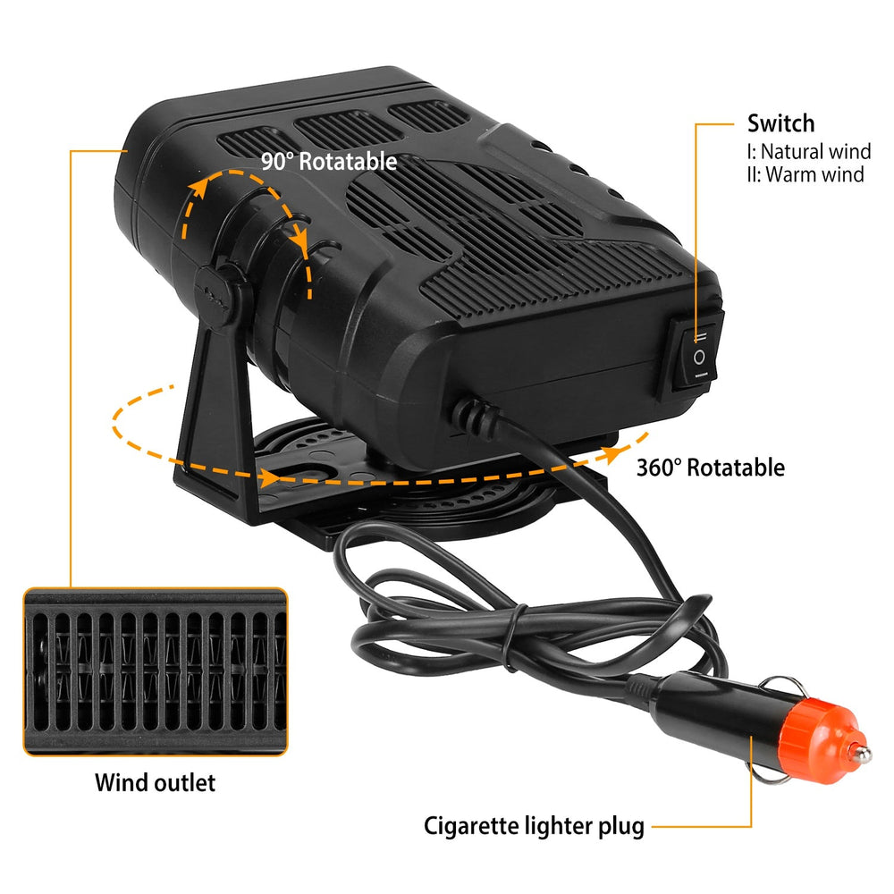 24V 200W Portable Car Heater Fan Defroster Demister