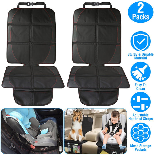 2 Packs Car Seat Protector Cushion Mat Pad with Thick Padding Protector for Child Baby Car Seat Mesh Pockets Non-slip