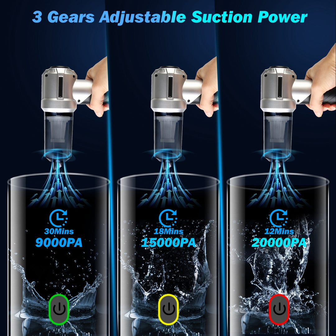Cordless Car Vacuum Cleaner Portable Handheld Vacuum With 20000PA Suction Brushless Motor 3 Suction Levels Type-C Rechargeable Compressed Air Duster B
