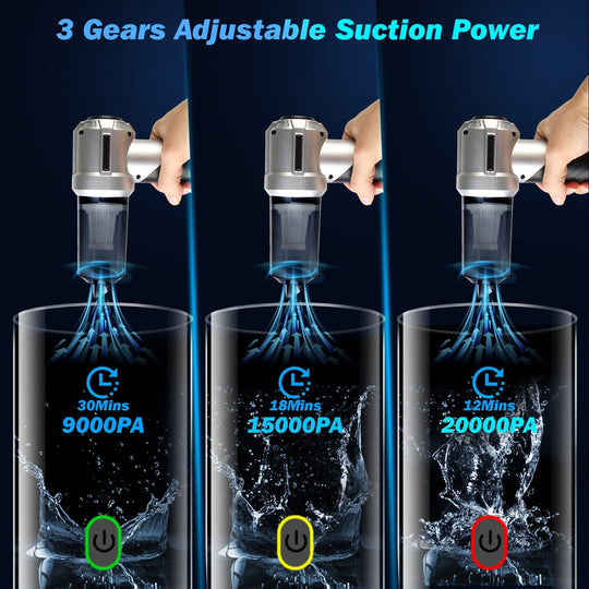 Cordless Car Vacuum Cleaner Portable Handheld Vacuum With 20000PA Suction Brushless Motor 3 Suction Levels Type-C Rechargeable Compressed Air Duster B