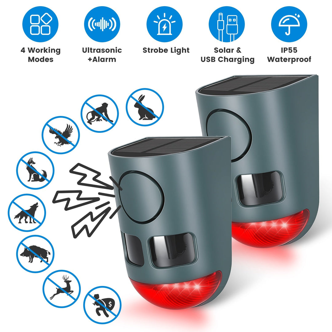 Solar Animal Repeller with Motion Sensor & Ultrasonic Sound