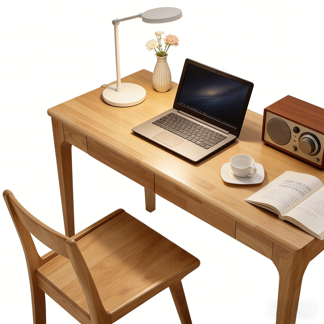 Solid Wood Desk with Drawers for Home Office