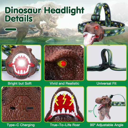 GBruno Dinosaur Headlamp Kids Headlight