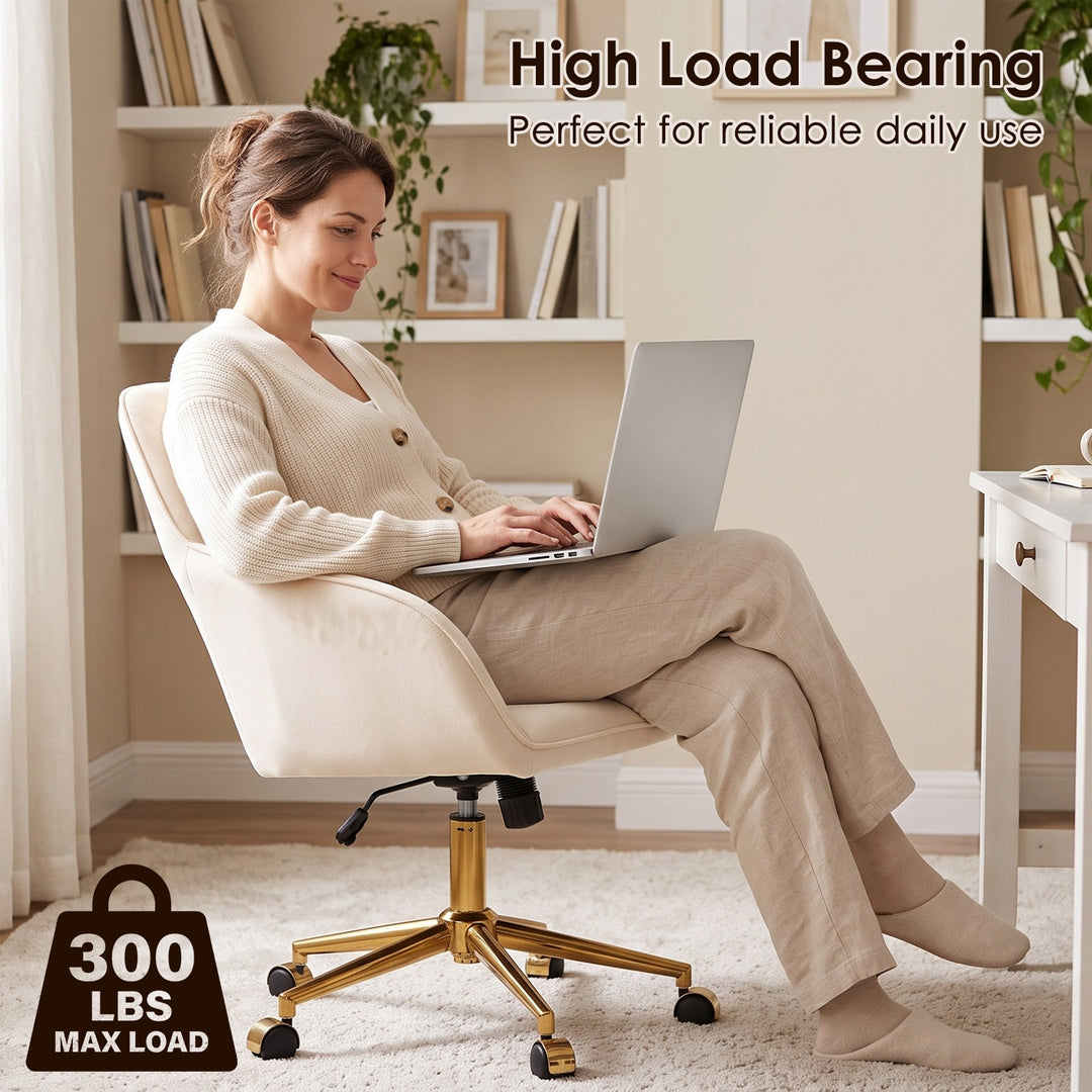 Ergonomic Office Chair with Memory Foam Cushion Corduroy Upholstered Desk Chair Adjustable Swivel Rolling Chair 300LBS M