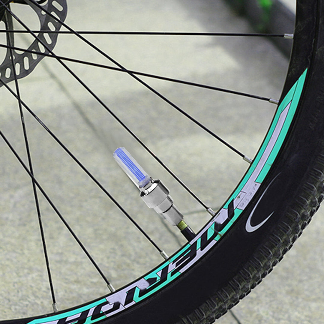 2 LED Tire Valve Caps Light Bike Bicycle Motorcycle Wheel Light Car Tire Valve Lamp w/ Batteries