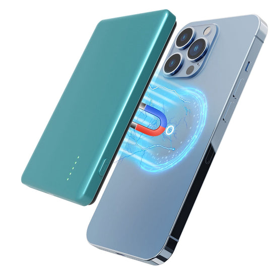 2 In 1 5000mAh 8MM Slim MagSafe Wireless Power Bank PD20W Magnetic Fast Charger Portable Phone Charger Fit for IOS Phone 15 14 13 12 Series And More