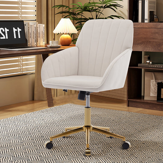 Ergonomic Office Chair with Memory Foam Cushion Corduroy Upholstered Desk Chair Adjustable Swivel Rolling Chair 300LBS M