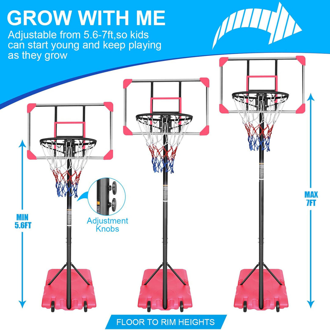 Kids Basketball Hoop Adjustable 5.6-7ft with Wheels
