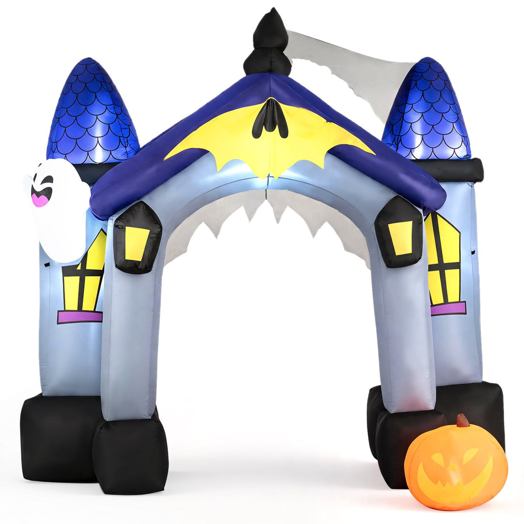 9ft Halloween Inflatable Archway with LED Lights & Castle Design