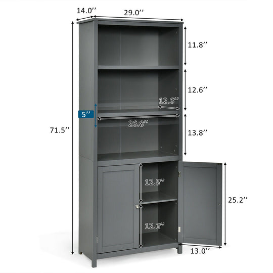 Bookcase Shelving Storage Wooden Cabinet Unit Standing Display Bookcase with Doors