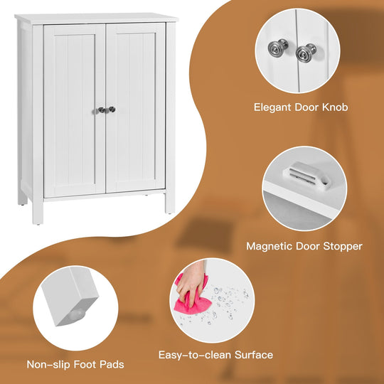 2-Door Bathroom Floor Storage Cabinet Space Saver Organizer